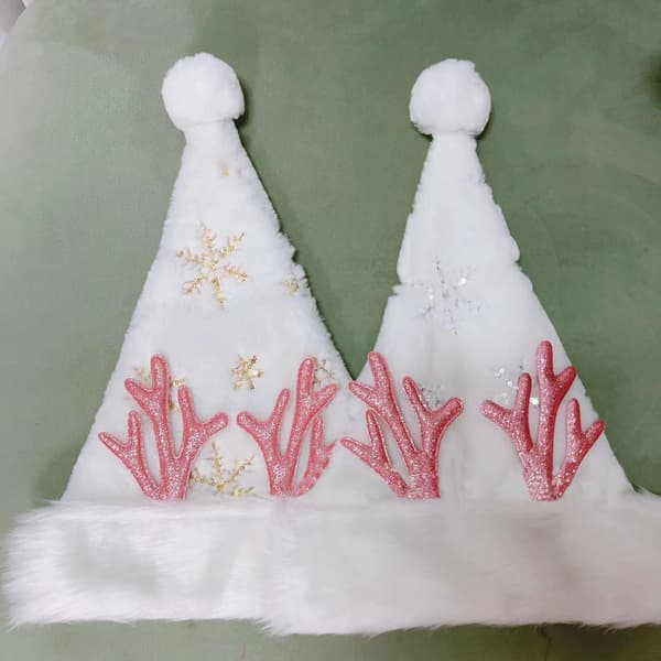 Voksen Glitter Snøflak Broderte Julemannhatt silver