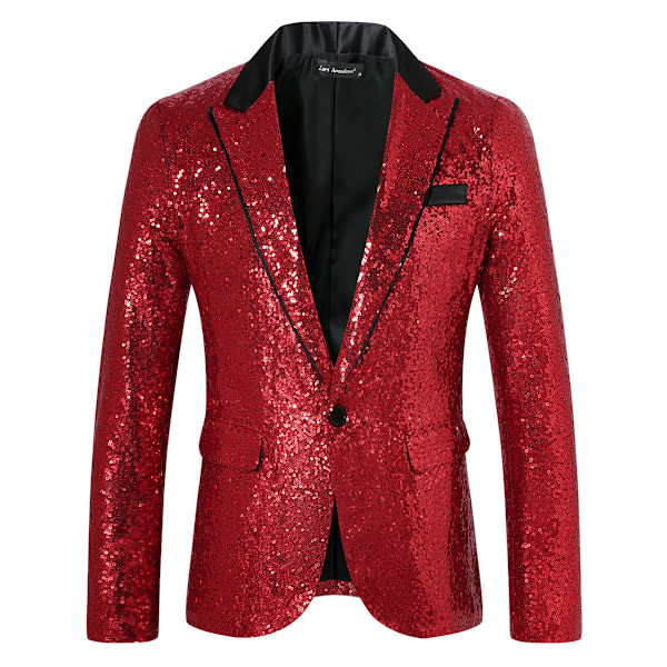Miesten Sekvenssitakki Puku Yksi Napilla Slim Fit Miesten Sekvenssitakki red XL