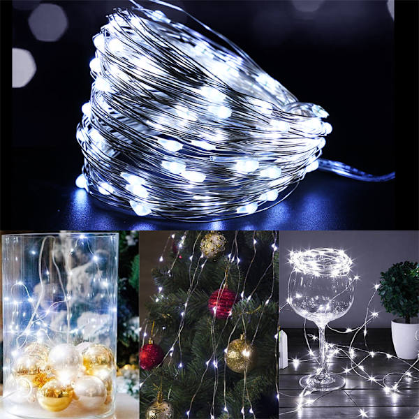 Fairy String Lights Micro Rice Koppartråd Julbelysning 20LED Batteridriven White 2m20LED