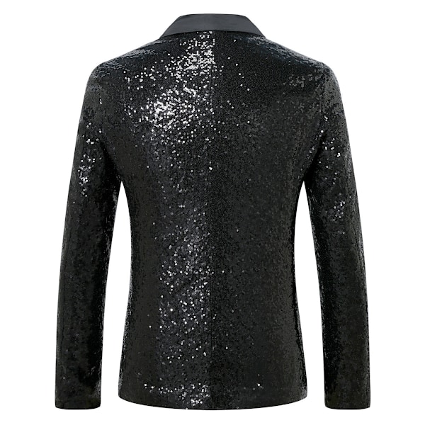 Menn's Sequin Blazer Dress One Button Slim Fit Menn's Sequin Jakke black L