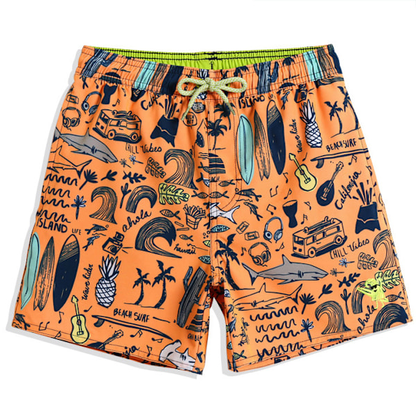 Dreng Hawaii Badebukser Drenge Badetøj Badetøj Drenge Bade Shorts Badetøj Orange 1 2XL