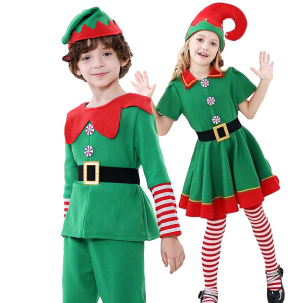 Kids Holiday Elf Costume Dress and Hat Elf Costume Girl 130