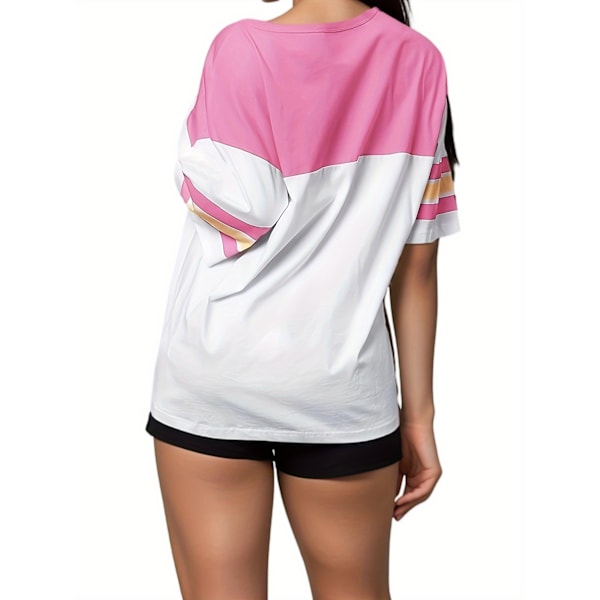 Oversized T-skjorte for kvinner - American Football 28 pink 1XL