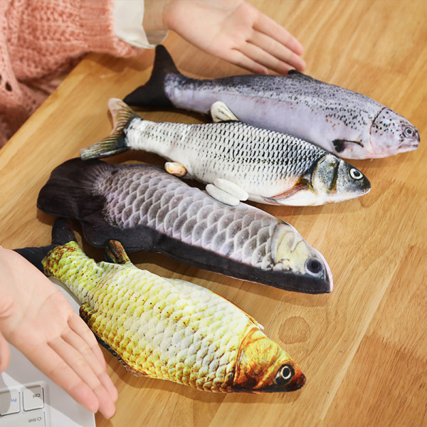 3D Simulert Gullfisk Plussjdyr Stoppet Myk Dyrekarpe Plussj C 80cm