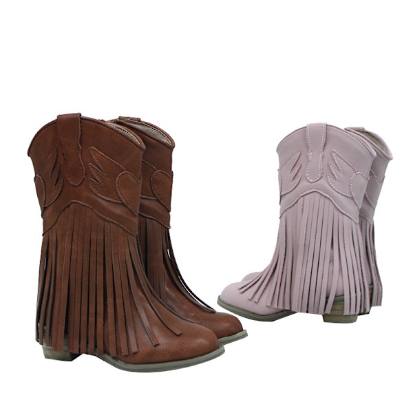 Cowgirl-tyyliset nahkasaappaat pienille tytöille talveksi pink sizse8