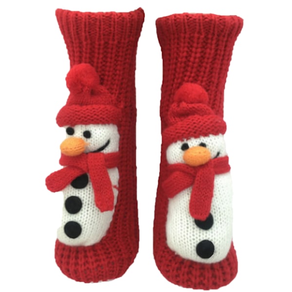 Varm vinterstrumpor för kvinnor med 3D-djurmotiv i juldesign Red snowman