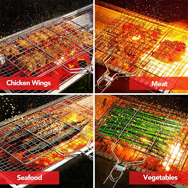 Grillkorg, Stor Fällbar Grillkorg, Grillkorg i Rostfritt Stål