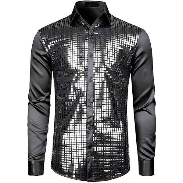 Menn sequin skjorte, 70-talls disco party Halloween kostyme M