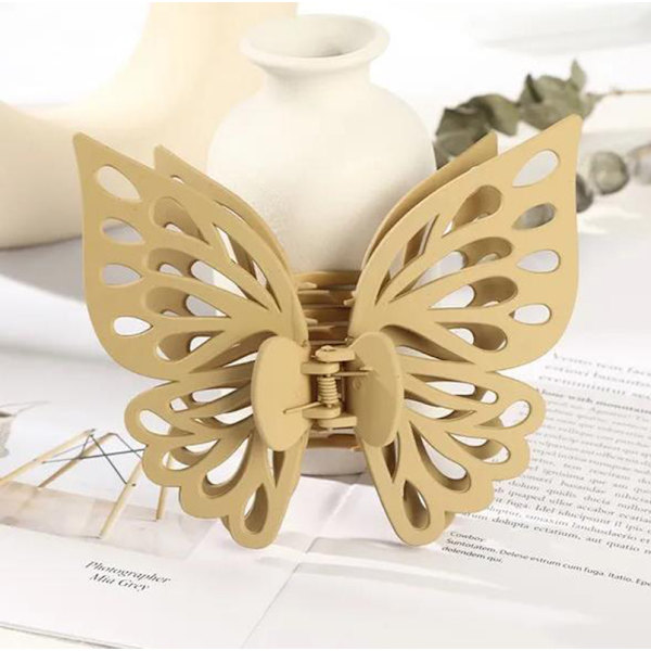 Store Butterfly Hårklemmer For Kvinner Klø-Klipp Hodeplagg Hårklipp khaki
