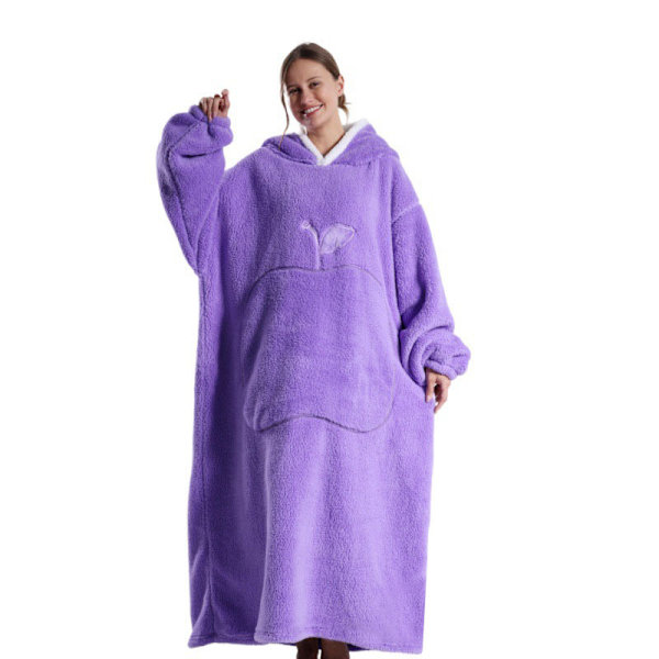Bærbar teppe for voksne kvinner og menn - Myk, komfortabel, varm, plysj hettegenser purple
