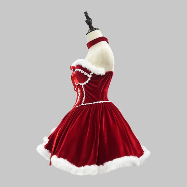 Jouluasu Plus-koko Samettimekko Viitta Polyesteri Esiintymispuku red 3xl