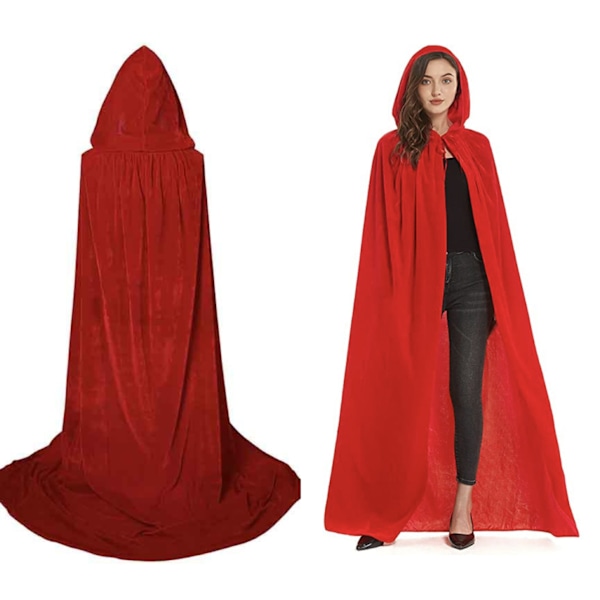 Unisex hettekappe, Halloween-kappe for cosplay red 70cm without hat