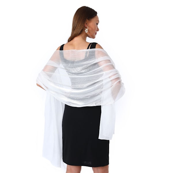Chiffon Elegant Stole Sjal til Kjole i Forskellige Farver white