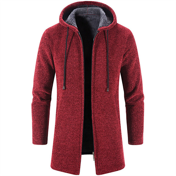 Mænds Behagelig Ensfarvet Lynlås Strikket Cardigan red 2XL