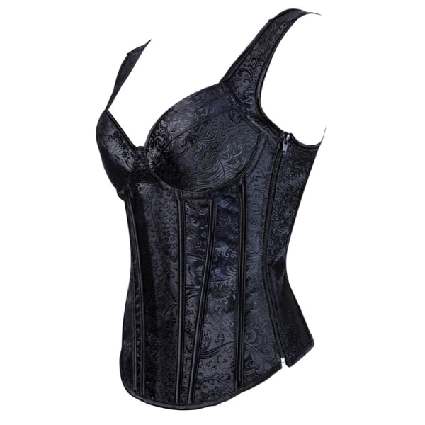 Jacquard-kudottu halter-korsetti, goottilainen punk-bustier, muotoileva alusasu Black 2XL