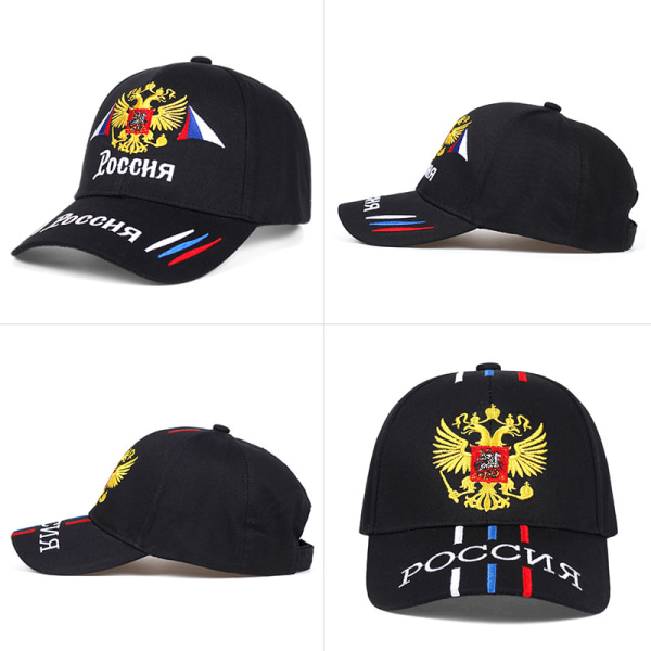 Baseballcaps med broderte Russland-flagg og dobbeltørn-mønster for kvinner og menn