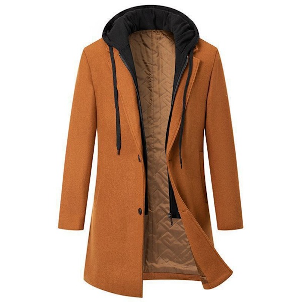 Herreullblanding Peacoat med hakket krage, enkeltspent frakk brown 2XL