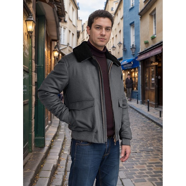 Herrar Zip Up Vintertröja Varm Fleecejacka grey M