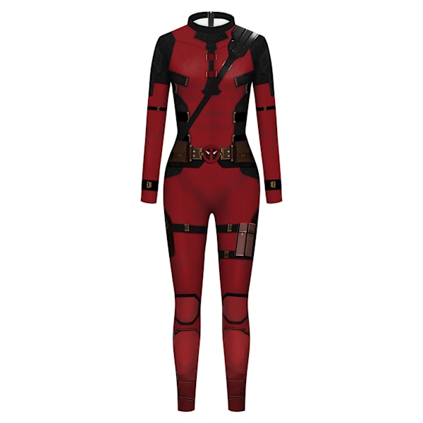 Aikuisille tarkoitettu Deluxe Deadpool Halloween-asu, Super sankari Halloween-asu miehille red M