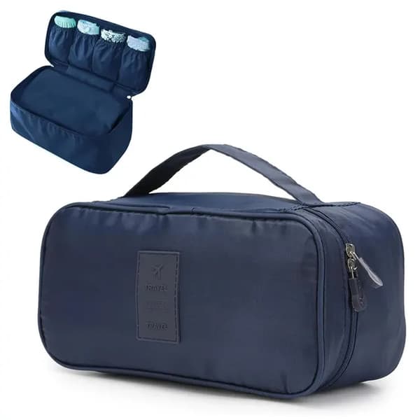 Bärbar Reseförvaringsväska Multifunktionell BH Underkläder Organizer Väskor navy blue