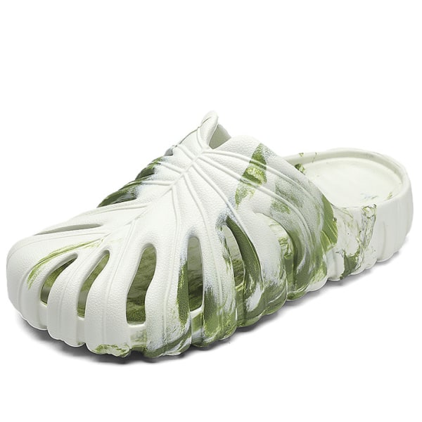 Unisex vuxen bladformad träsko, strandtofflor Monstera Deliciosa träskor för kvinnor män White 42-43