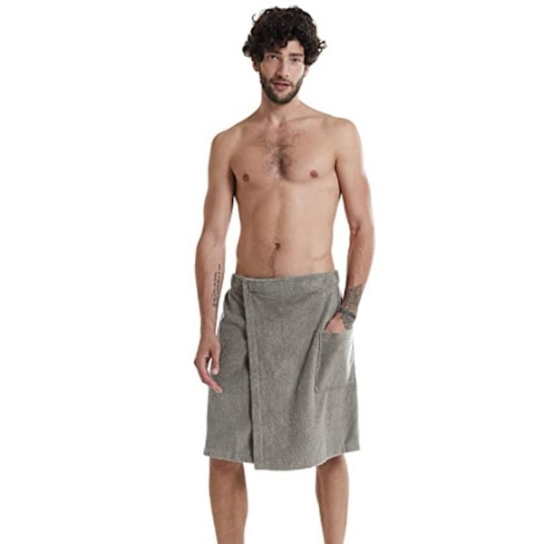 Mænds Badekåbe i Bomuld med Justerbar Lukning - Bruse- og Badewrap Grey XL