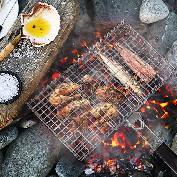 Grillkurv, Stor Brettbar Grillkurv, Grillkurv i Rustfritt Stål