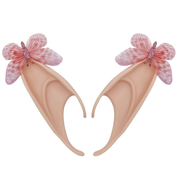 Elf Ear Cuffs Non Pierced Butterfly Ear Clips Wraps för Halloween Cosplay Accessoarer Pink