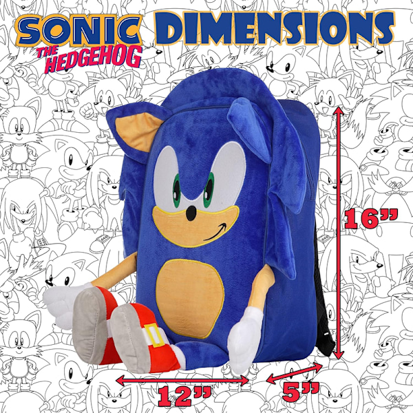 Sonic The Hedgehog Ryggsekk for Gutter, Plussj-Polstret Skolesekk