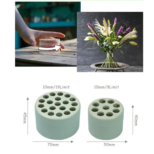 Spiral Ikebana Stilkholder, Sett med 2 Spiral Stilkholdere for Blomster Yellow