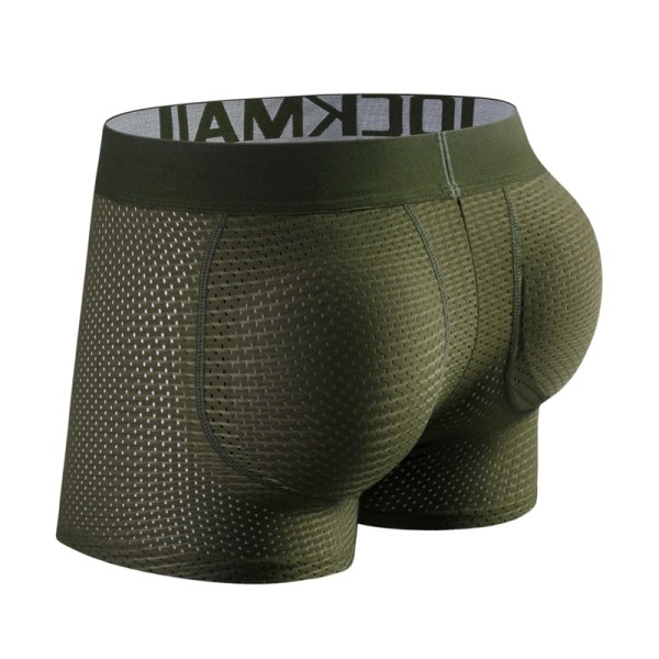 Herrunderkläder Boxershorts Mesh Herrunderkläder med vaddering med höftkuddar Army Green 2XL