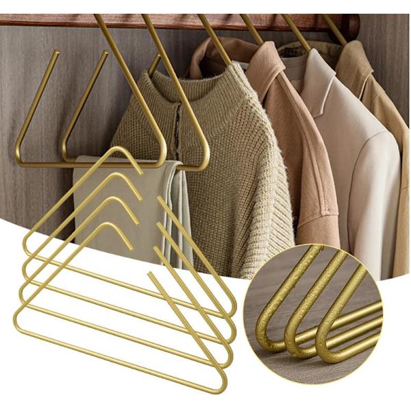 Kreativa Triangelklädhängare 5-pack Massivt Metallhängare Gold