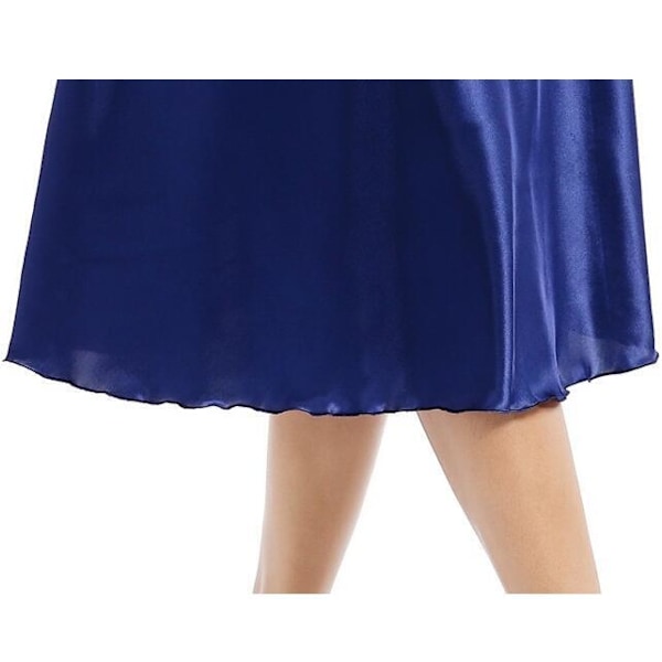 Satin Nattlinne Silke Nattlinnen för Kvinnor V-hals blue L
