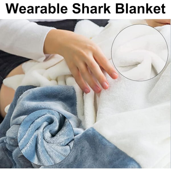 Shark Blanket Hoodie Vuxen, Shark Blanket Super Soft Mysig Flanell Hoodie blue M