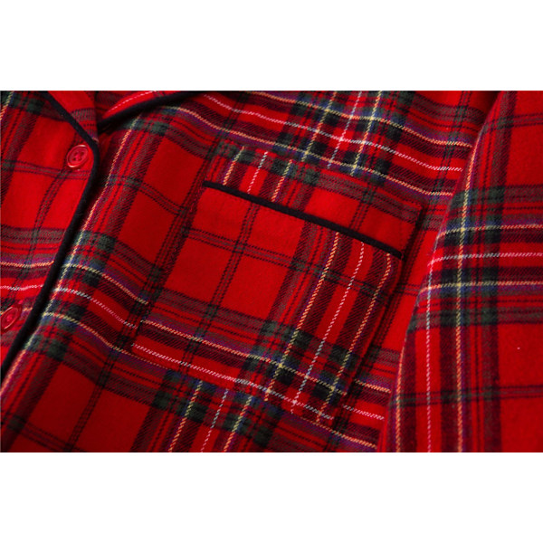 Julpyjamas för Par Matchande Set Familj Pyjamas Jul Knapp Rutig Sovkläder Women XL