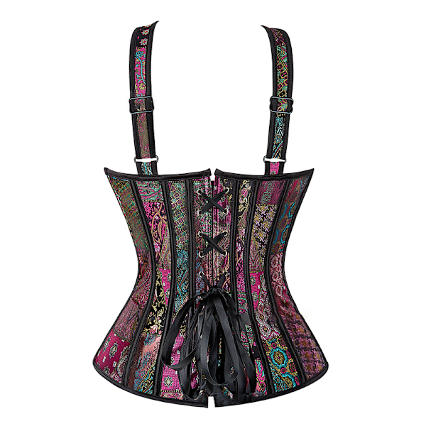 Halter-korsett i jacquardvev, gotisk punk-bustier, formende undertøy PUrple 4XL