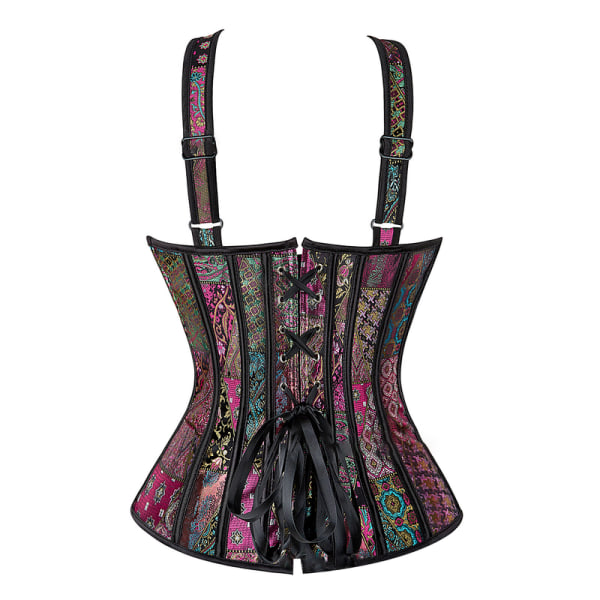 Halter-korsett i jacquardvev, gotisk punk-bustier, formende undertøy PUrple 6XL