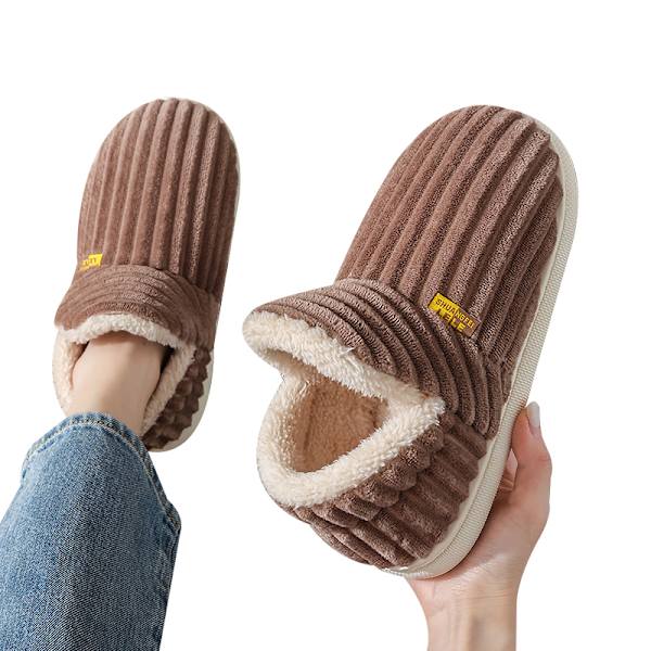 Halkskyddade plyschtofflor för hemmet, unisex molntofflor för kvinnor och män brown 38-39