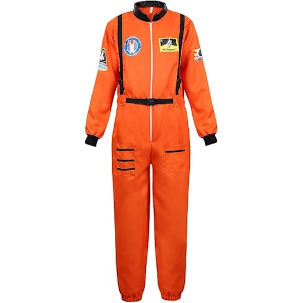 Herkostym för vuxna män, astronaut, rymdfarare, pilot, jumpsuit, festklädsel orange 170