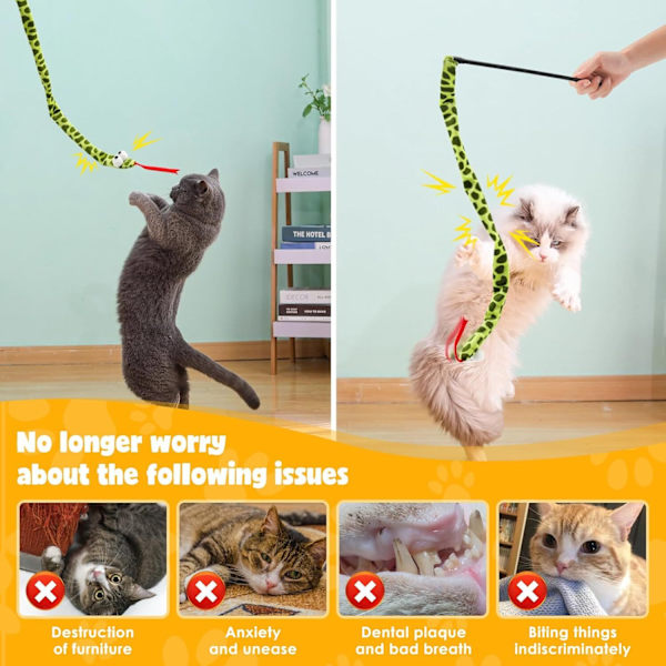 Katt Teaser Wand Leke for Katter, Mesh Slange & Knytte Plysj Kattunge Wand Interaktive Leke