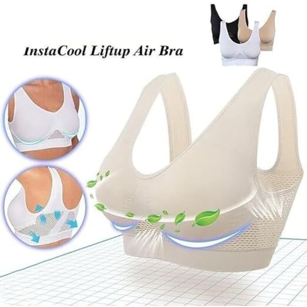 Åndbar Cool Liftup Air BH, Air BH Behagelig Mesh Sports BH til Kvinder Grey L