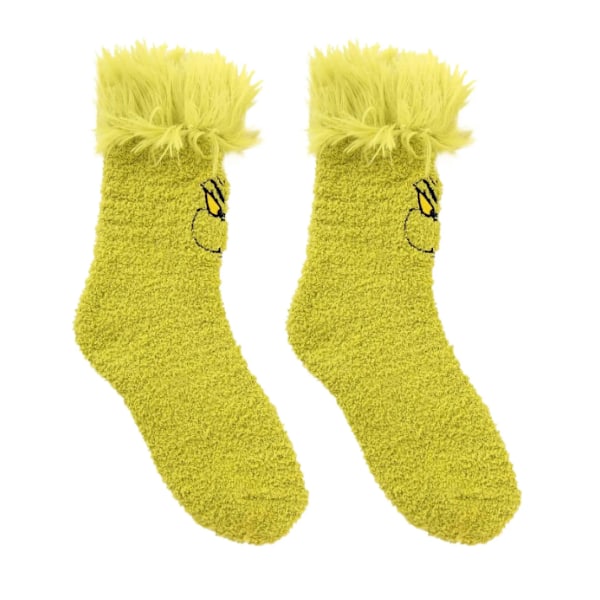 Grinch-pehmoiset joulu-sukat, Vihreä hirviökasvoinen piirretty mukava loma-sukat