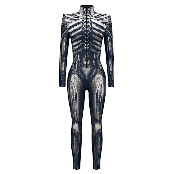 Halloween-asu Naisten Luuranko Cosplay Catsuit Hyppyasu black S