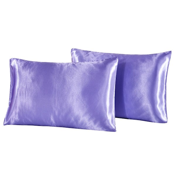 Satinkuddfodral för hår och hud, 2-pack örngott purple US-King(20x36inch)X2（一