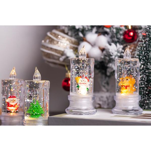 Led julljus, 4 st Glitter jul flamlösa ljus