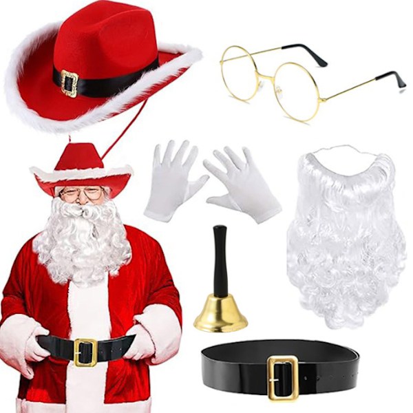6-delad Santa Claus Cowboyhatt-set för cosplay STYLE1