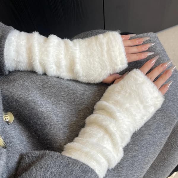 Armvarmere til Kvinder Vinter Søde Fingerløse Handsker white
