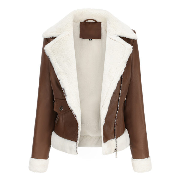 Läder Sherpa Jacka Dam, Lammskinns Pälsjackor coffee 2XL