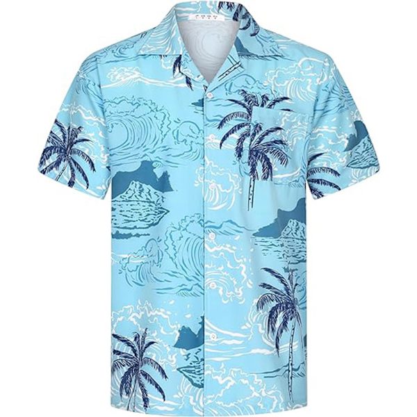 Miesten Havaijilaiset Paidat Lyhythihainen Napitettava Rentopaita Painettu Rantopaita Color 2 XL
