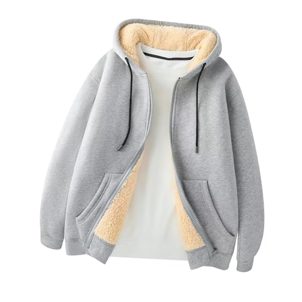 Vinterjacka Dam Fleecejacka med Huva grey 4XL